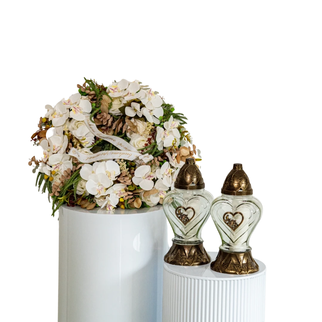 Biely Veniec Ø 45 cm + 2x Kahanec Srdce číre sklo