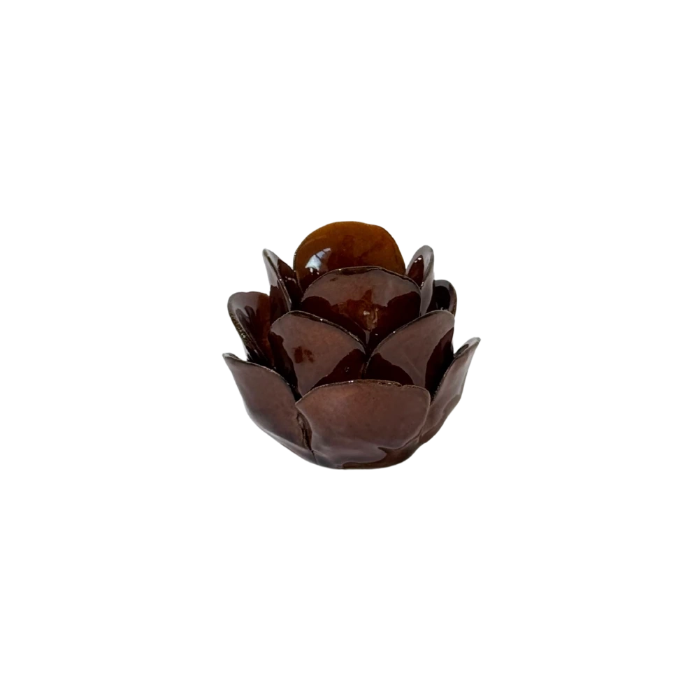 Stojan na čajovou svíčku květ tmavě hnědý, 7,5 cm