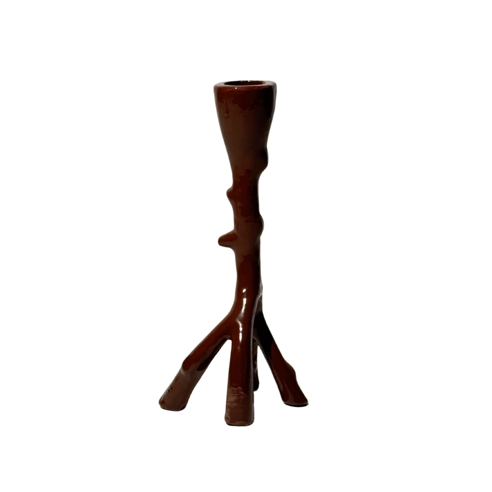 Stojan na svíčku 19 cm světle hnědý