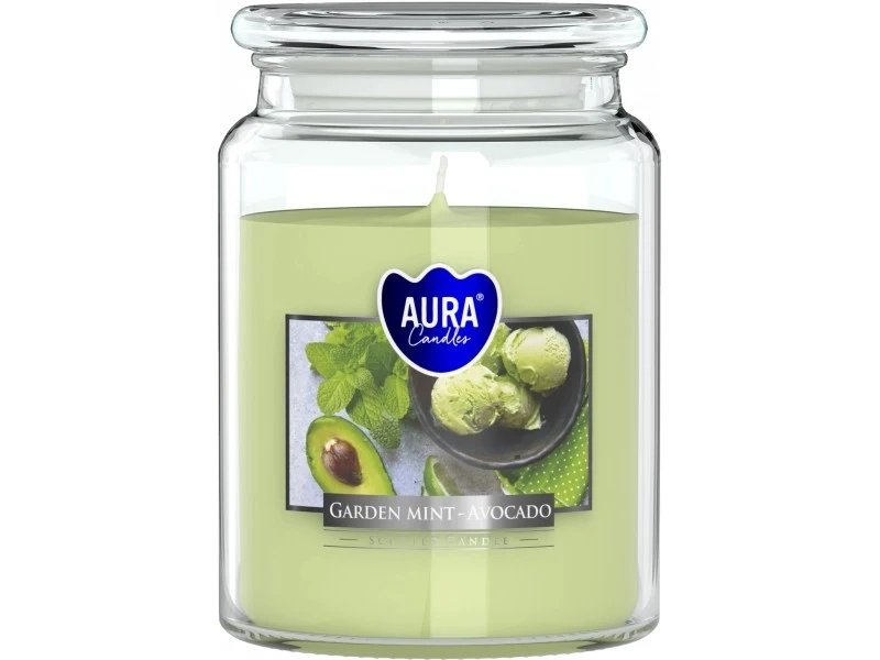 AURA Garden mint - Avocado vonná sviečka, 500 g, doba horenia 100 hodín
