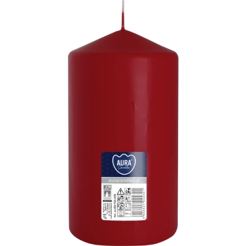 AURA sviečka valec 15 cm, Ø  8 cm, 600 g, doba horenia 66 hodín, tmavočervená