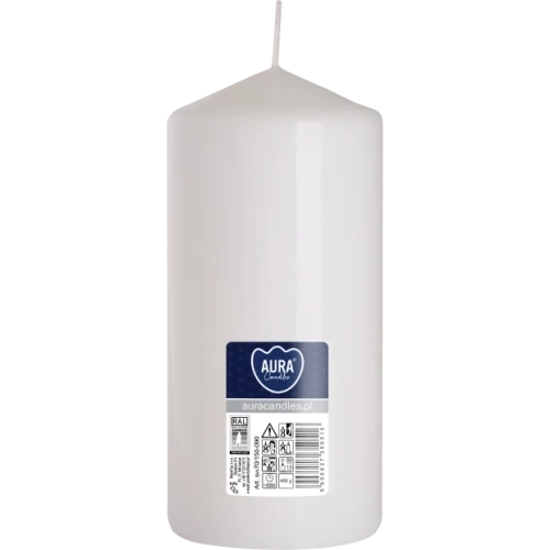 AURA sviečka valec 15 cm, Ø  7 cm, 450 g, doba horenia 66 hodín, biela/naturál