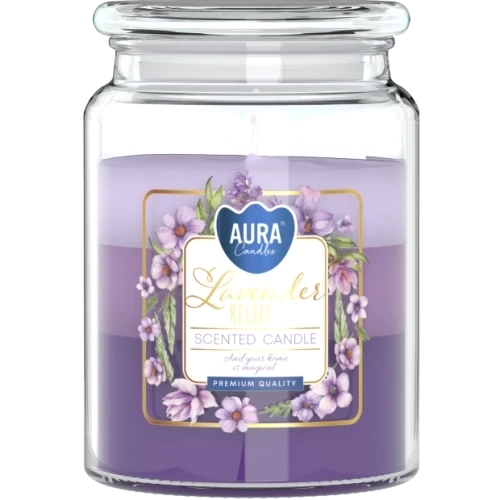 AURA Lavender relief vonná sviečka trio, 500 g, doba horenia 100 hodín
