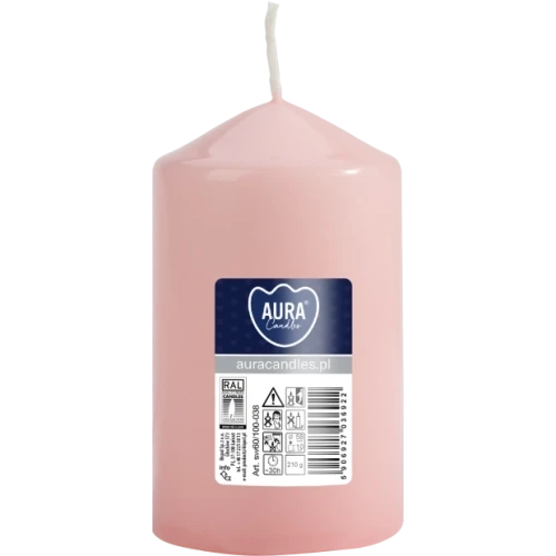 AURA sviečka valec, 10 cm, Ø 6 cm, 210 g, doba horenia 30 hodín, svetloružová