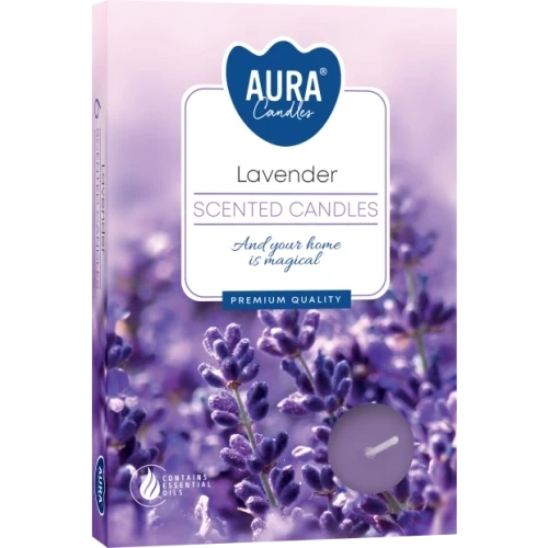AURA Lavender čajové sviečky 6 ks, 11 g, doba horenia 4 hodiny