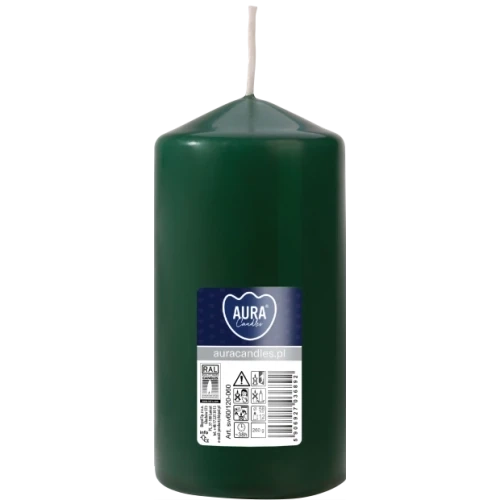 AURA sviečka valec, 12 cm, Ø 6 cm, 260 g, doba horenia 38 hodín, tmavozelená