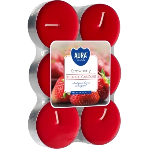 AURA Strawberry čajové sviečky 6 ks, 38 g, doba horenia 8 hodín