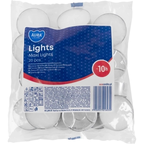 AURA čajové sviečky 20 ks, 42 g, doba horenia 10 hodín