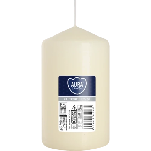 AURA sviečka valec, 10 cm, Ø 6 cm, 210 g, doba horenia 30 hodín, slonovinová