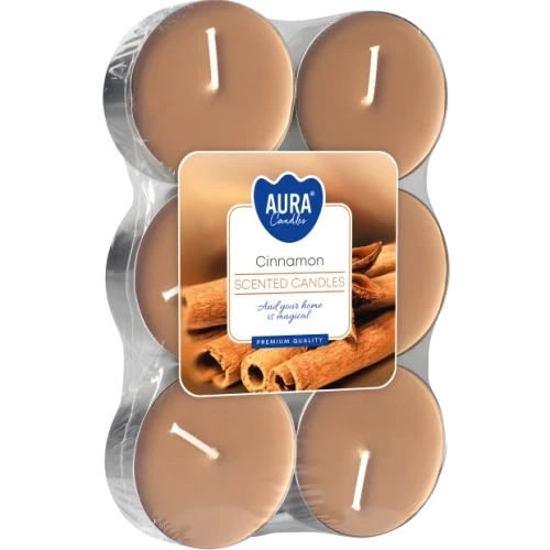 AURA Cinnamon čajové sviečky 6 ks, 38 g, doba horenia 8 hodín