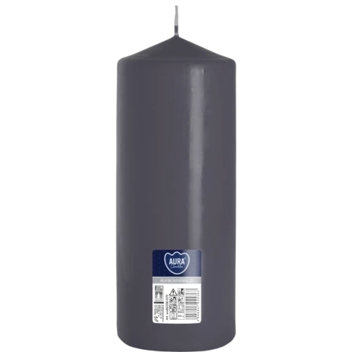 AURA sviečka valec 20 cm, Ø  8 cm, 800 g, doba horenia 90 hodín, sivá