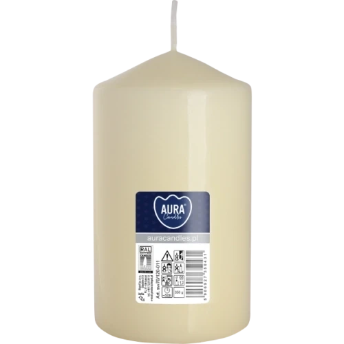 AURA sviečka valec 12 cm, Ø  7 cm, 350 g, doba horenia 50 hodín, slonovinová