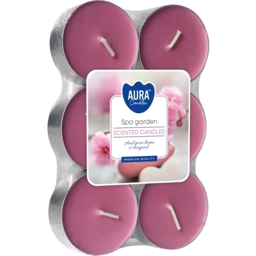 AURA SPA garden čajové sviečky 6 ks, 38 g, doba horenia 8 hodín