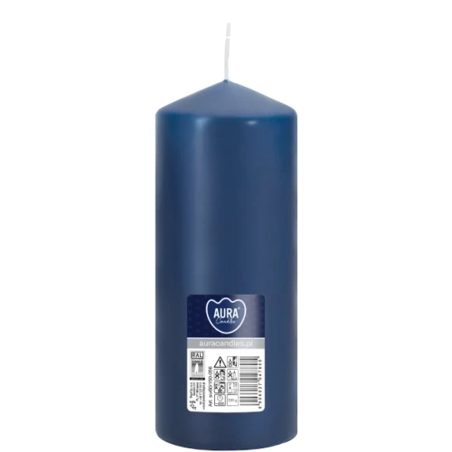 AURA sviečka valec 15 cm, Ø 6 cm, 330 g, doba horenia 48 hodín, tmavomodrá