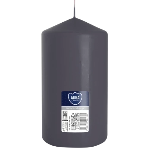 AURA sviečka valec 15 cm, Ø  8 cm, 600 g, doba horenia 66 hodín, sivá 