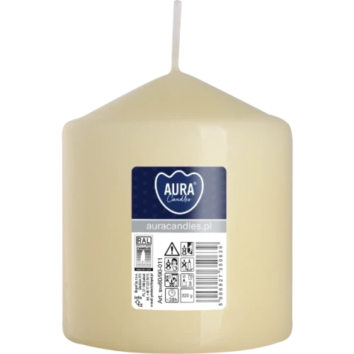 AURA sviečka valec 9 cm, Ø  8 cm, 320 g, doba horenia 38 hodín, slonovinová