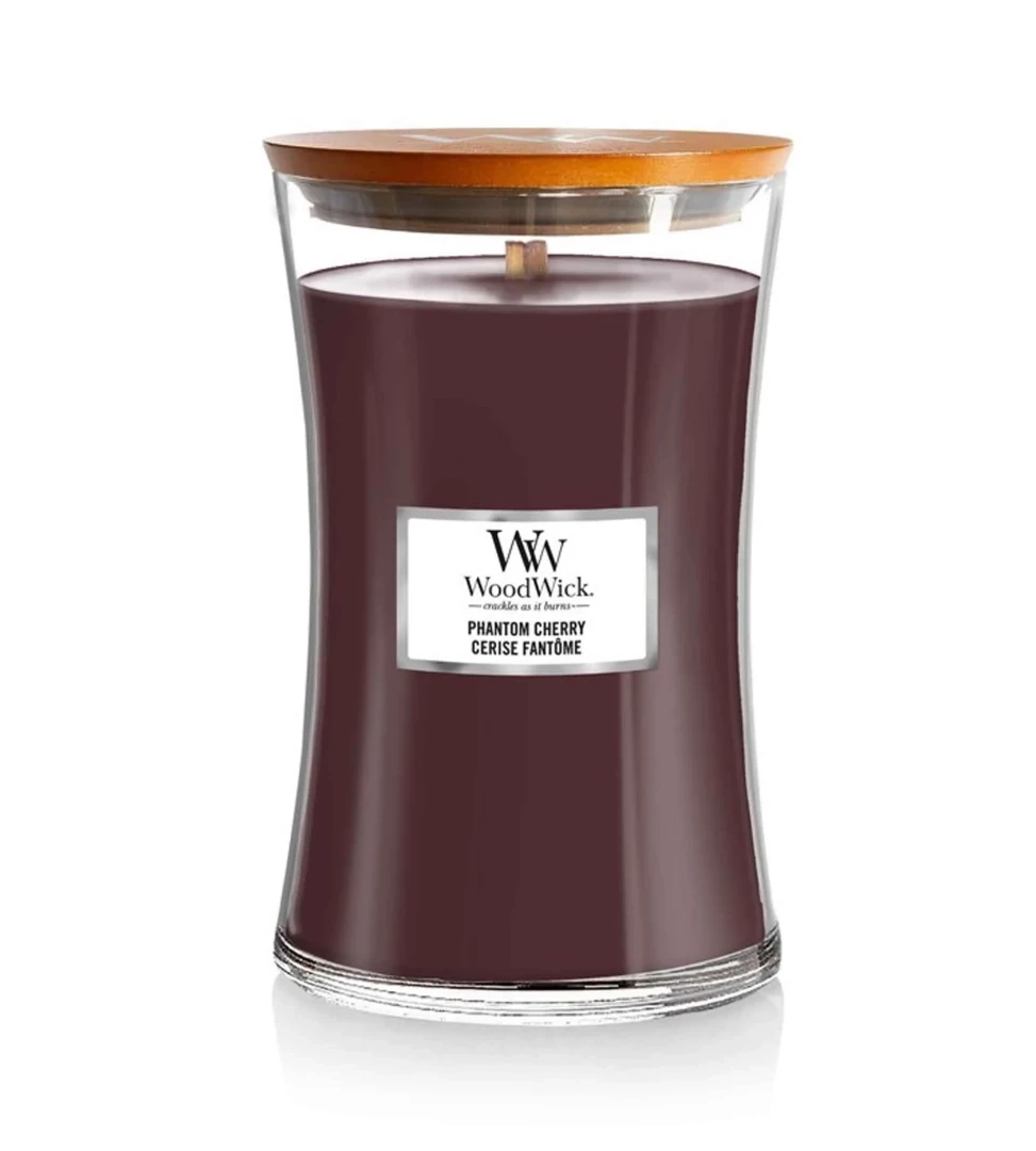 Woodwick Phantom Cherry 610 g, doba horenia 136 - 176 hodín