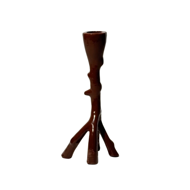 Stojan na svíčku 19 cm světle hnědý