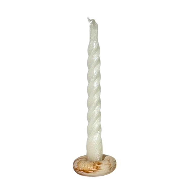 Kónická sviečka Twist 21cm Perleťová