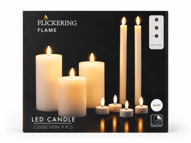Set 9 LED sviečok (biele)