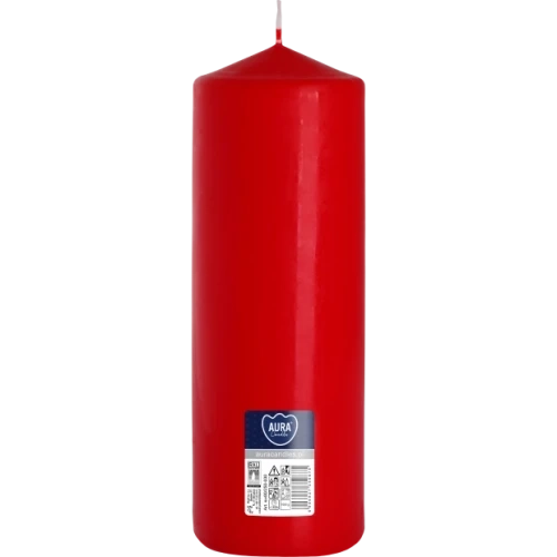 AURA sviečka valec 25 cm, Ø  8 cm, 1000 g, doba horenia 160 hodín, červená