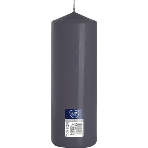AURA sviečka valec 25 cm, Ø  8 cm, 1000 g, doba horenia 160 hodín, sivá