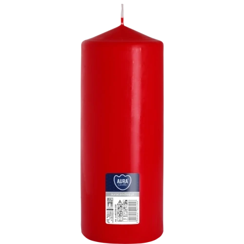 AURA sviečka valec 20 cm, Ø  8 cm, 800 g, doba horenia 90 hodín, červená