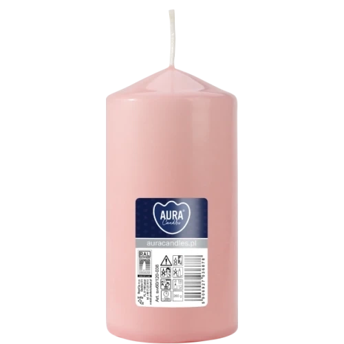 AURA sviečka valec, 12 cm, Ø 6 cm,  260 g, doba horenia 38 hodín, svetloružová