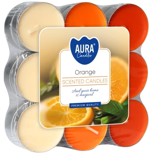 AURA Orange čajové sviečky 18 ks, 11 g, doba horenia 4 hodiny