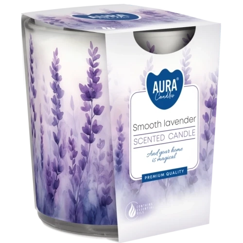 AURA Smooth lavender vonná sviečka, 100 g, doba horenia 22 hodín