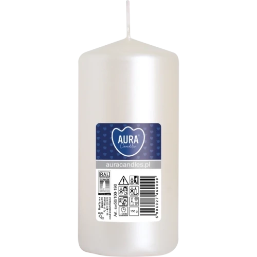 AURA sviečka valec, 10 cm, Ø 5 cm, 150 g, doba horenia 20 hodín, perleťová metalická