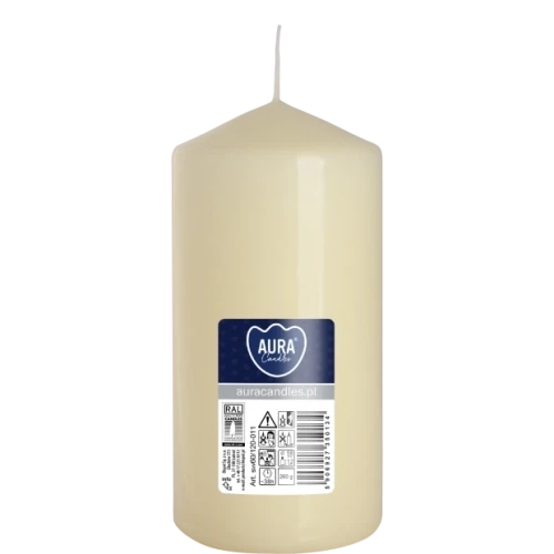 AURA sviečka valec, 12 cm, Ø 6 cm,  260 g, doba horenia 38 hodín, slonovinová