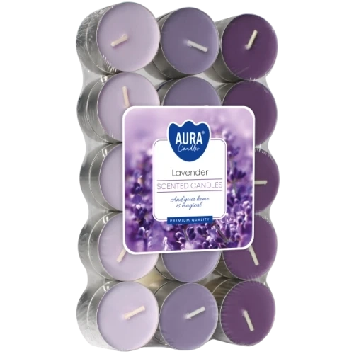 AURA Lavender čajové sviečky 30 ks, 11 g, doba horenia 4 hodiny