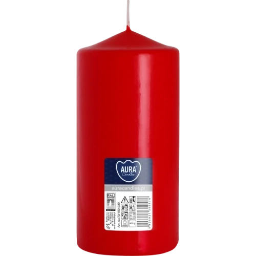 AURA sviečka valec 15 cm, Ø  7 cm, 450 g, doba horenia 66 hodín, červená