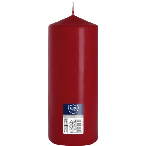 AURA sviečka valec 20 cm, Ø  8 cm, 800 g, doba horenia 90 hodín, tmavočervená