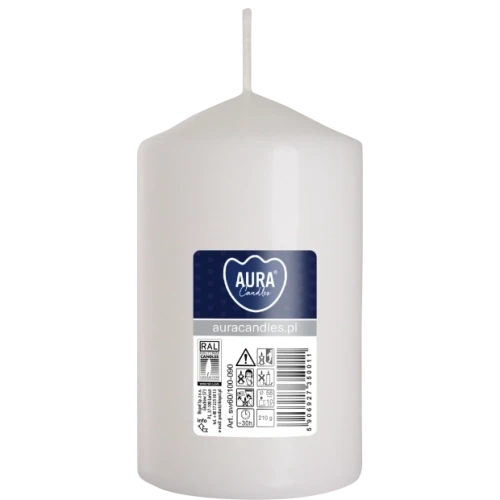 AURA sviečka valec, 10 cm, Ø 6 cm, 210 g, doba horenia 30 hodín, naturál/biela