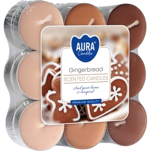 AURA Gingerbread čajové sviečky 18 ks, 11 g, doba horenia 4 hodiny