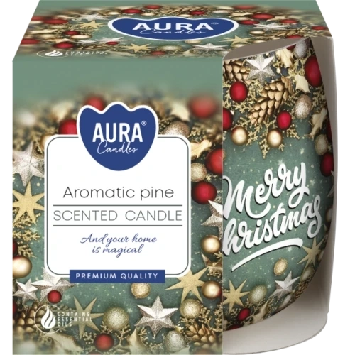 AURA Aromatic Pine vonná sviečka, 100 g, doba horenia 20 hodín