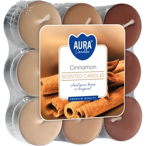 AURA Cinnamon čajové sviečky 18 ks, 11 g, doba horenia 4 hodiny