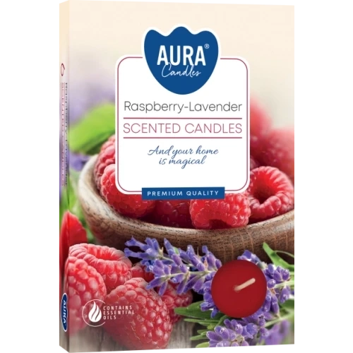 AURA Raspberry - Lavender čajové sviečky 6 ks, 11 g, doba horenia 4 hodiny