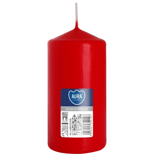 AURA sviečka valec, 12 cm, Ø 6 cm,  260 g, doba horenia 38 hodín, červená