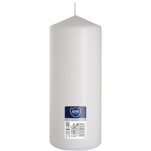 AURA sviečka valec 20 cm, Ø  8 cm, 800 g, doba horenia 90 hodín, biela/naturál