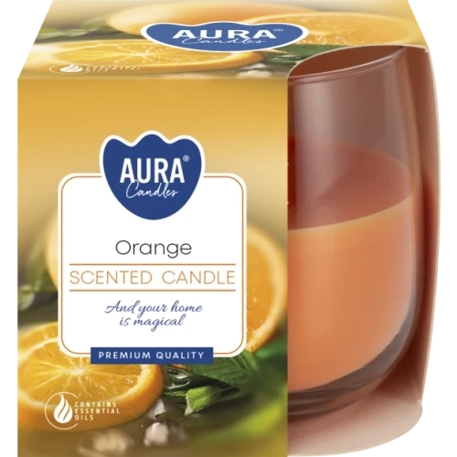 AURA Orange vonná sviečka, 130 g, doba horenia 23 hodín