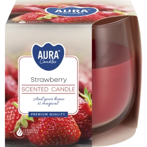 AURA Strawberry vonná sviečka 130 g, doba horenia 23 hodín