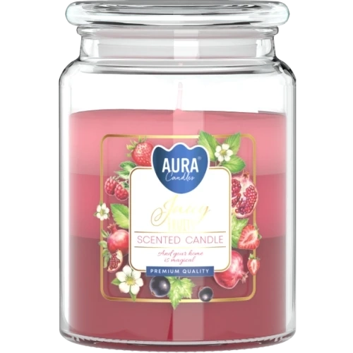 AURA Juicy fruits vonná sviečka trio, 500 g, doba horenia 100 hodín