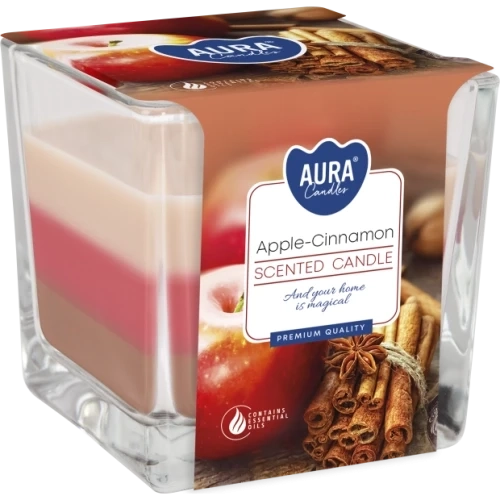 AURA Apple-Cinnamon vonná sviečka trio, 170 g, doba horenia 32 hodín