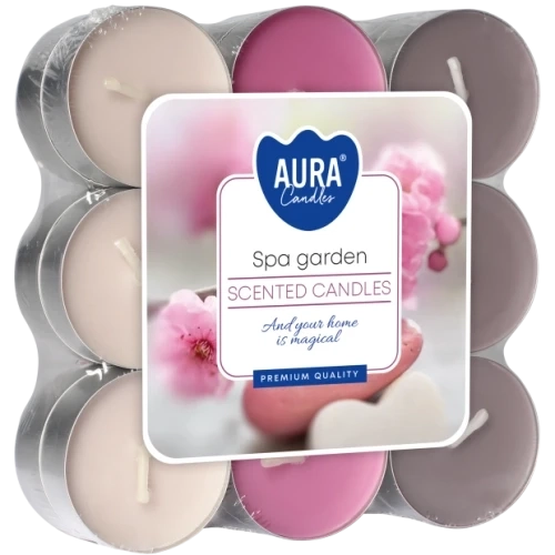 AURA SPA garden čajové sviečky 18 ks, 11 g, doba horenia 4 hodiny