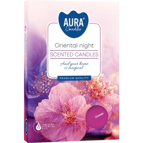 AURA Oriental night čajové sviečky 6 ks, 11 g, doba horenia 4 hodiny