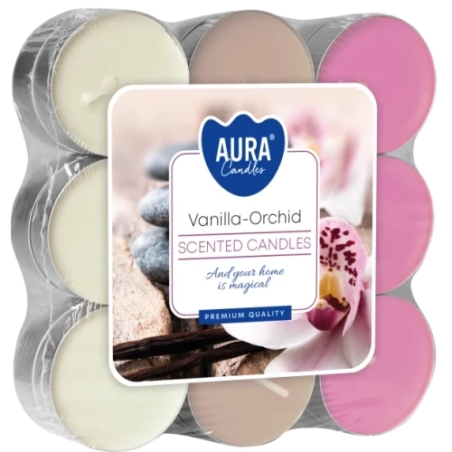 AURA Vanilla - Orchid čajové sviečky 18 ks, 11 g, doba horenia 4 hodiny