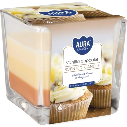 AURA Vanilla cupcake vonná sviečka trio 170 g, doba horenia 32 hodín